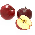Fresh Red Apples Featuring Whole and Sliced Pieces on White Surface 3d model