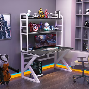 Modern E-sports Table E-sports Table Bookshelf Table E-sports Room Game Table 3d model