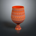 Artistic Orange Decorative Vase With Intricate Patterns And Pedestal Base 3d model