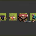Colorful Fantasy Game Characters With Mage Warrior Barbarian And Ranger On Green Bases