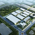 Aerial View Of Modern Industrial Factory Complex With Greenery And Roads