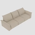 Modern Beige Leather Three-Seater Sofa with Sleek Lines and Minimalist Design 3d model