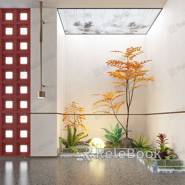 Modern Indoor Landscape Landscaping Landscape Setches Indoor Landscape Indoor Landscape Bryophytes Plant Heap model