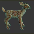 Standing Fawn Toy With Red Body And White Spots On Dark Background