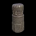 Ancient Stone Carved Pillar With Intricate Reliefs And Hieroglyphic Inscriptions