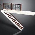 Modern Staircase Design With White Steps Dark Wooden Handrail And Ornate Railing