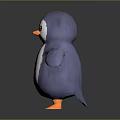 Cute Purple and White Penguin Doll with Orange Feet and Black Eyes