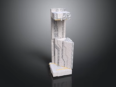 Abstract Architecture Structure With Gray Marble Stacked Blocks And Geometric Layers 3d model