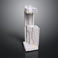 Abstract Architecture Structure With Gray Marble Stacked Blocks And Geometric Layers