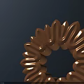 Intricate Petal Shaped Circular Carving Patterns Copper Colored Metallic Decorative 3D Rendered Ornament