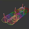 Barbed Wire Military Defense Setup With Burning Candles On Twisted Structure 3d model