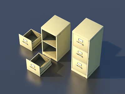 Beige Storage Cabinets with Drawers and Open Shelves for Home Organization Solutions 3d model