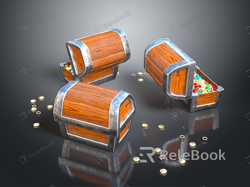 Cartoon Chest Treasure Chest Treasure Chest Jewelry Chest Cashbox Wooden Chest Game Chest Treasure Chest Pirate Chest model