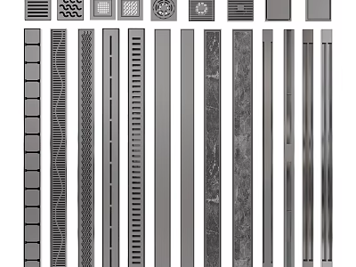Modern Style Bathroom Accessories with Various Patterns and Stainless Steel Strips 3d model