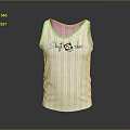 Striped White Tank Top With Blue Trim And Shiftcube Logo Design 3d model