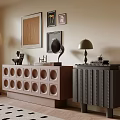 Modern Living Room Decorative Cabinets With Framed Wall Art Table Lamp And Patterned Rug