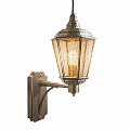 Vintage Style Wall Sconce With Curved Arm Metal Finish And Textured Glass Shade