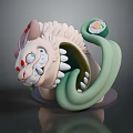 Game and Movie Character Featuring Cat Ears Sharp Teeth Green Tentacle Sushi Element