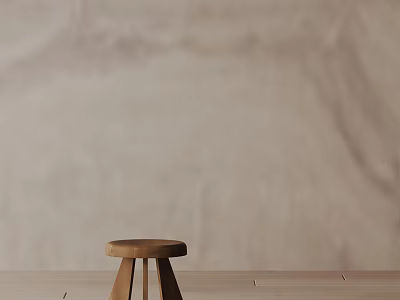 Minimalist Wooden Side Table With Round Top And Three Legs For Living Room Decor 3d model