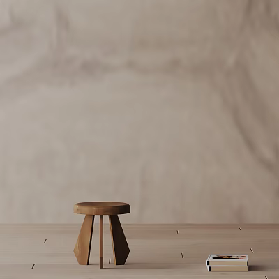 Minimalist Wooden Side Table With Round Top And Three Legs For Living Room Decor 3d model