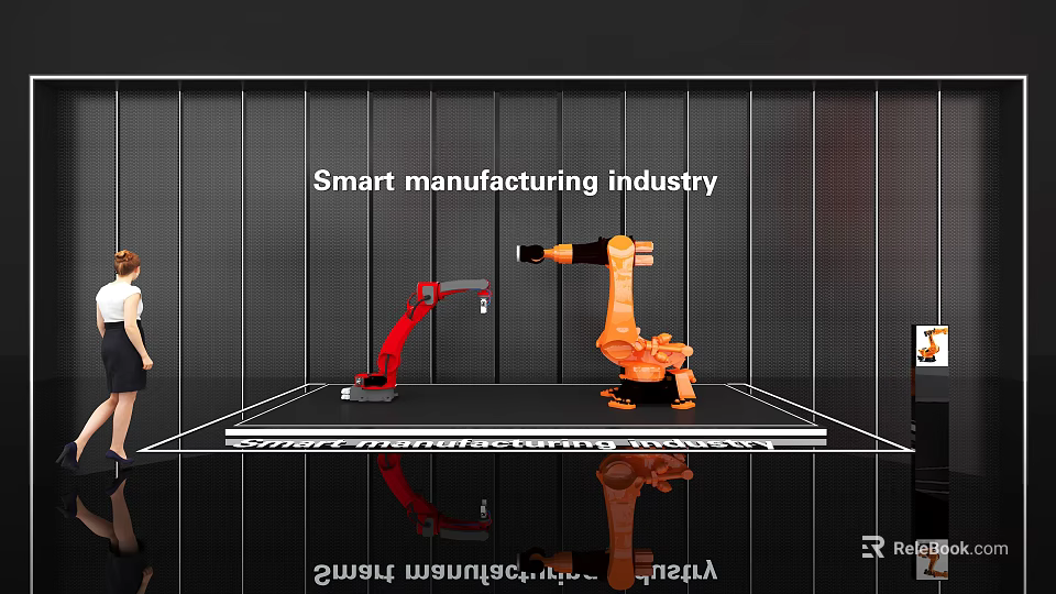 Smart Machines In Smart Manufacturing Industry With Robotic Arms 3d model 