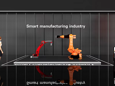 Smart Machines In Smart Manufacturing Industry With Robotic Arms 3d model