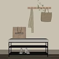 Stylish Entryway Bench With Hanging Bag Towel And Shoes In Minimalist Design