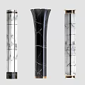 Elegant Black and White Marble Columns with Unique Designs and Metal Accents