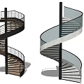 Modern Spiral Staircase Designs With Black Glass Railings And Wooden Light Colored Steps