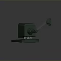 Green Mechanical Arm Machine Featuring Blue Screen Keyboard And Stable Base Design