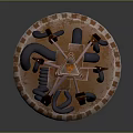 Tower Architectural Model With Multiple Towers Circular Base And Geometric Patterns