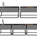 Modern Stainless Steel Kitchen Appliances With Stove Sink And Cabinets