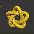 Shiny Golden Knot 3D Model On Dark Background With Glossy Reflection 3d model