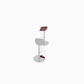 Modern Bar Stools With White Red Seats Metallic Frames Curved Design Round Bases 3d model
