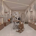 Charming Children's Clothing Store Interior With Hanging Dresses Rocking Horse And Display Racks