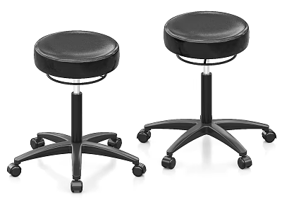 Black Leather Office Chairs With Swivel Wheels And Adjustable Height 3d model