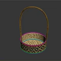 Handwoven Traditional Wicker Basket with Curved Handle and Intricate Weave Pattern for Daily Household Use