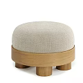 Sofa Stools With Different Colors And Fabric Upholstery On Wooden Bases