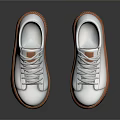 White Casual Leather Shoes With Brown Thick Sole And Lace Up Design For Daily Wear