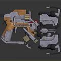 Industrial Mechanical Device With Orange And Silver Metal Components And Complex Design