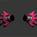 Stylish Pink And Black Gloves With Letter D Logo And Comfortable Fit Design