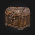Rustic Vintage Wooden Chest With Metal Hardware Rivets And Decorative Lock