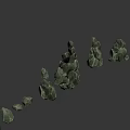 Green Natural Stone Samples With Irregular Shapes Stacked On Gray Background 3d model