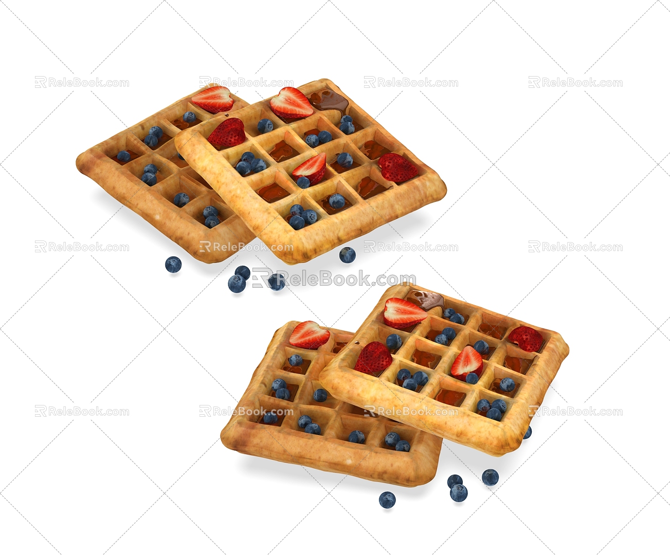 Strawberry Waffles Modern Waffles 3d model