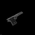 Modern Semi Automatic Pistol With Metallic Finish And Black Grip Design