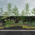 Lush Arbor Trees In Garden Landscape With Shrubs Flowers And Pebble Path