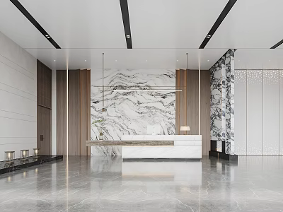 Modern Front Office Corporate Lobby 3d model