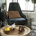 Cozy Entertainment Room With Artistic Blackboard Wall Chairs Round Table And Plant