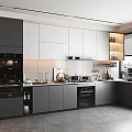 Modern Kitchen Interior Design With Gray White Cabinets Island And Appliances