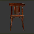 Vintage Wooden Single Chair With Red Brown Slatted Back Classic Design